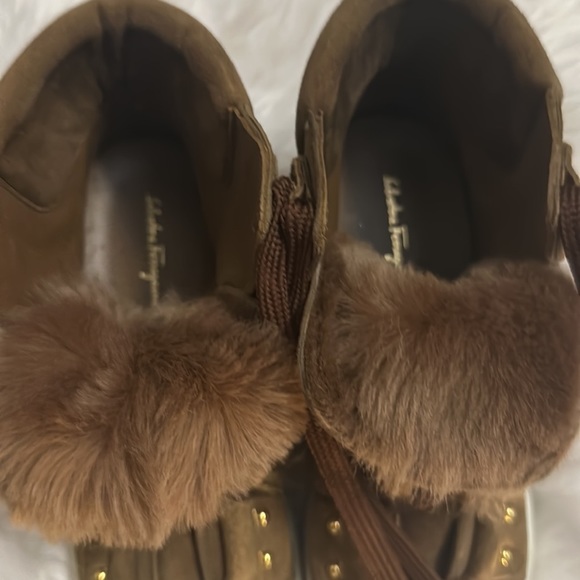 SALVATORE FERRAGAMO SOLDA SUEDE FUR SNEAKERS BOOTS - Picture 6 of 11